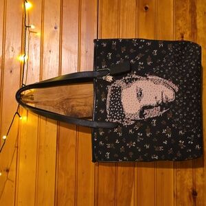 Coach Floral Elvis  Limited Edition Canvas & Leather Black Totebag